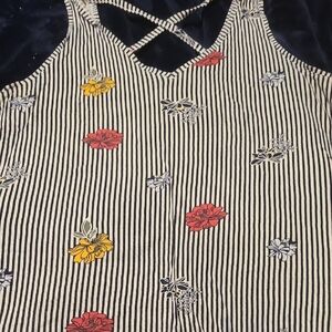 LOFT Blue and White Striped Top